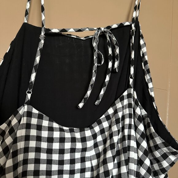 By Anthropologie Apron-Style Black/White Gingham Mini Dress - 3X - Picture 9 of 10